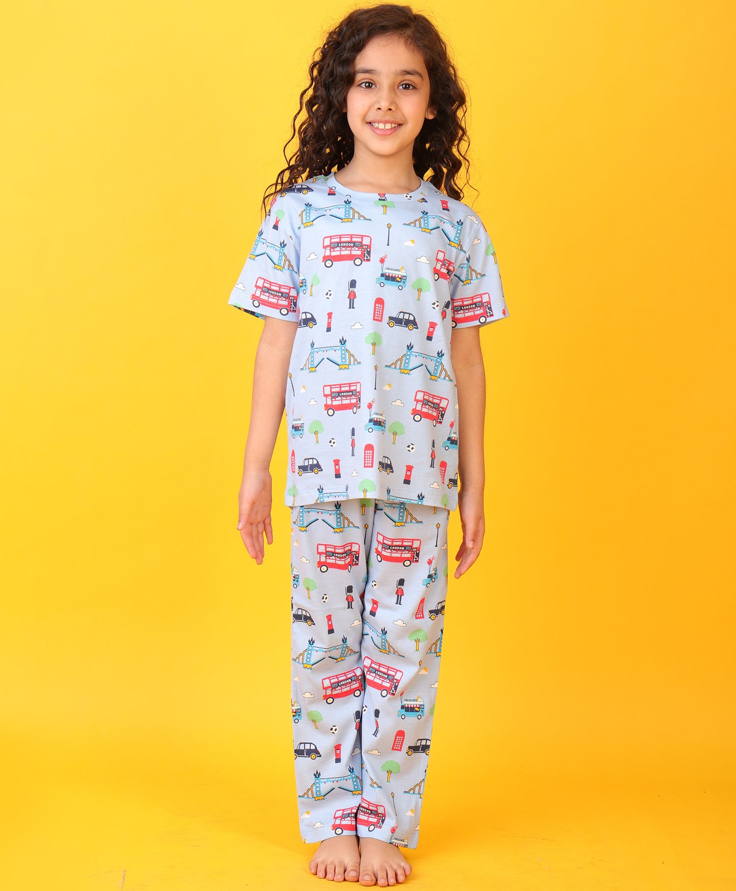 LONDON DREAMS GIRLS SHORT SLEEVES PYJAMA SET - SKY