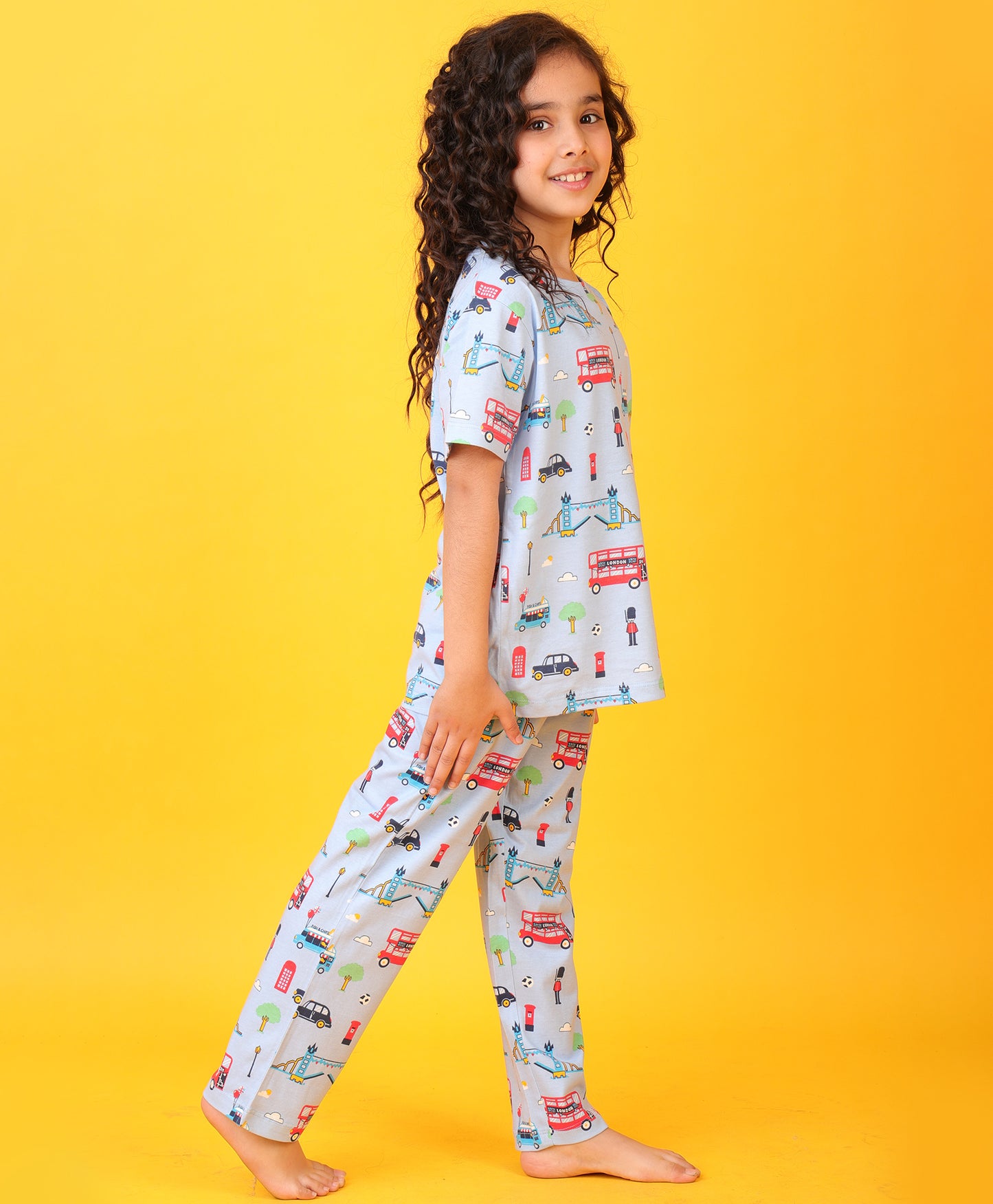 LONDON DREAMS GIRLS SHORT SLEEVES PYJAMA SET - SKY