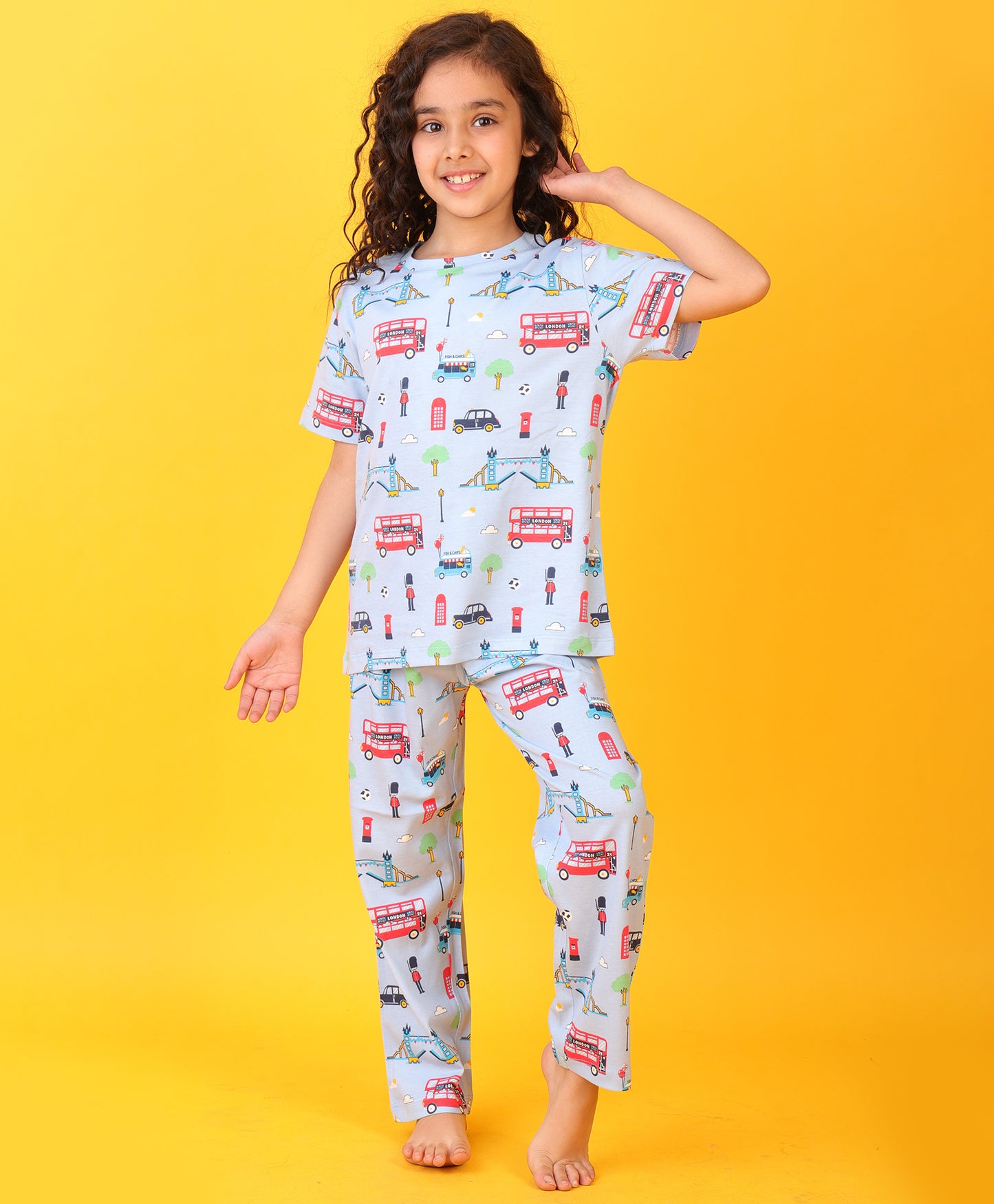 LONDON DREAMS GIRLS SHORT SLEEVES PYJAMA SET - SKY