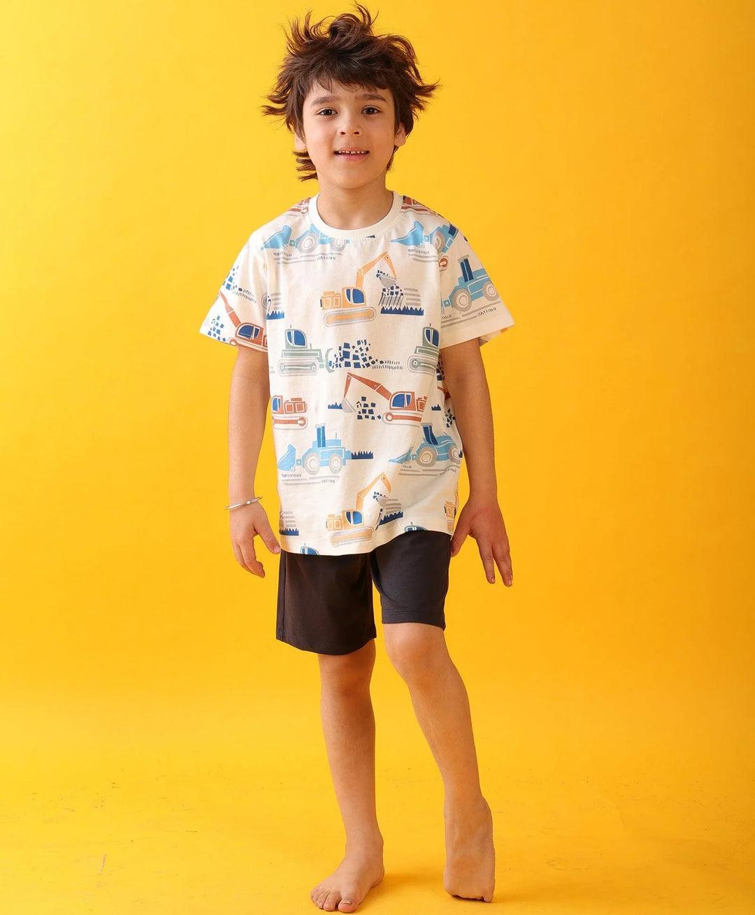 MIGHTY DIGGER SLEEPWEAR SHORTS SET - WHITE/NAVY - Anthrilo 