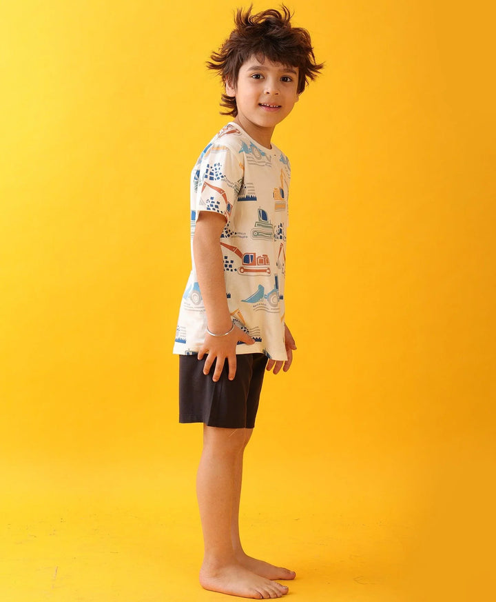 MIGHTY DIGGER SLEEPWEAR SHORTS SET - WHITE/NAVY - Anthrilo 
