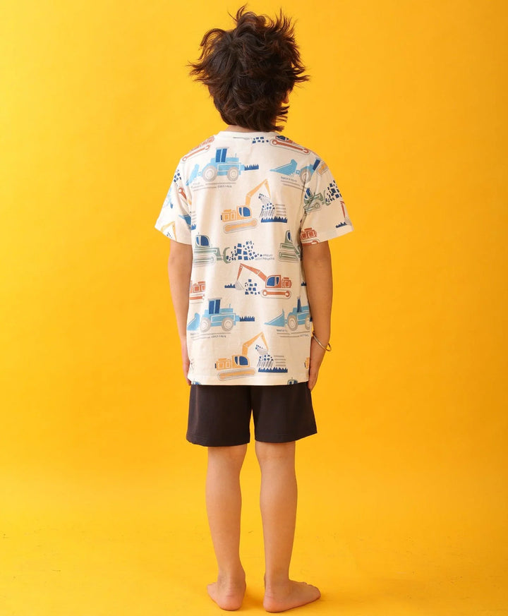 MIGHTY DIGGER SLEEPWEAR SHORTS SET - WHITE/NAVY - Anthrilo 