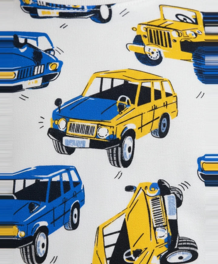 Cars Print Summer Short Sleeves Boys T-Shirt - White
