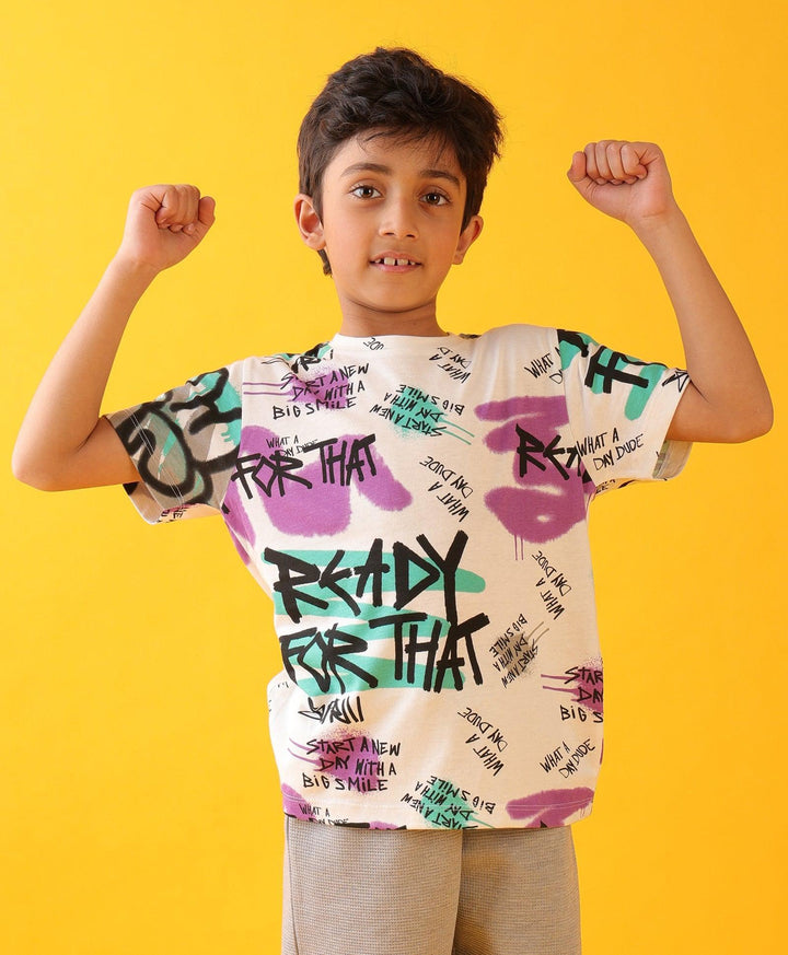 READY FOR THAT SHORT SLEEVES BOYS T-SHIRT - WHITE - Anthrilo 