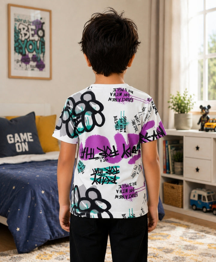 Ready For That Short Sleeves Boys T-Shirt - White