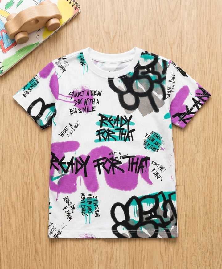 Ready For That Short Sleeves Boys T-Shirt - White