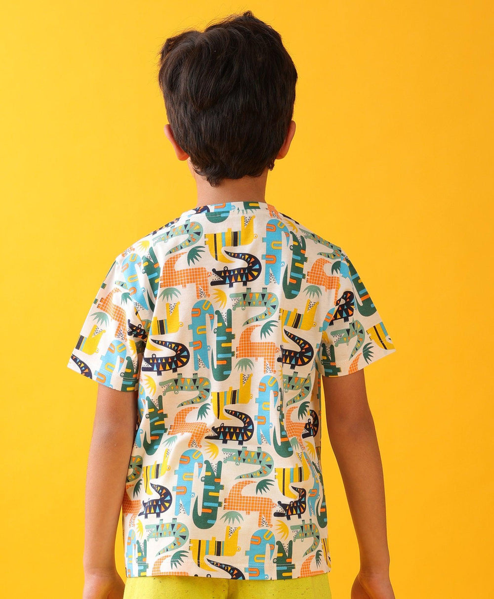 CROCODILE SHORT SLEEVES BOYS T-SHIRT - OFF WHITE - Anthrilo 
