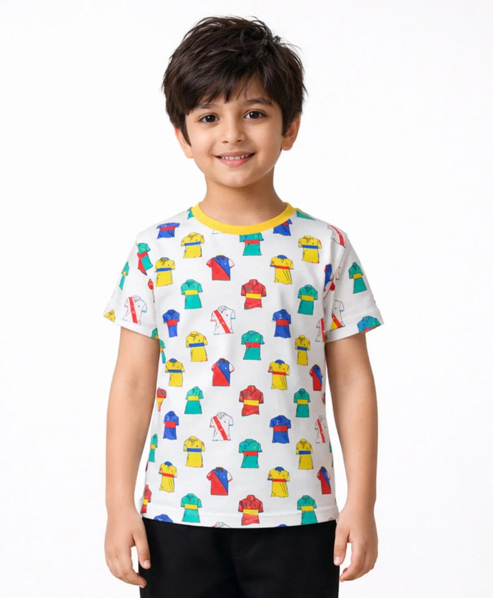 Polo Print Short Sleeves Boys T-Shirt - Off White