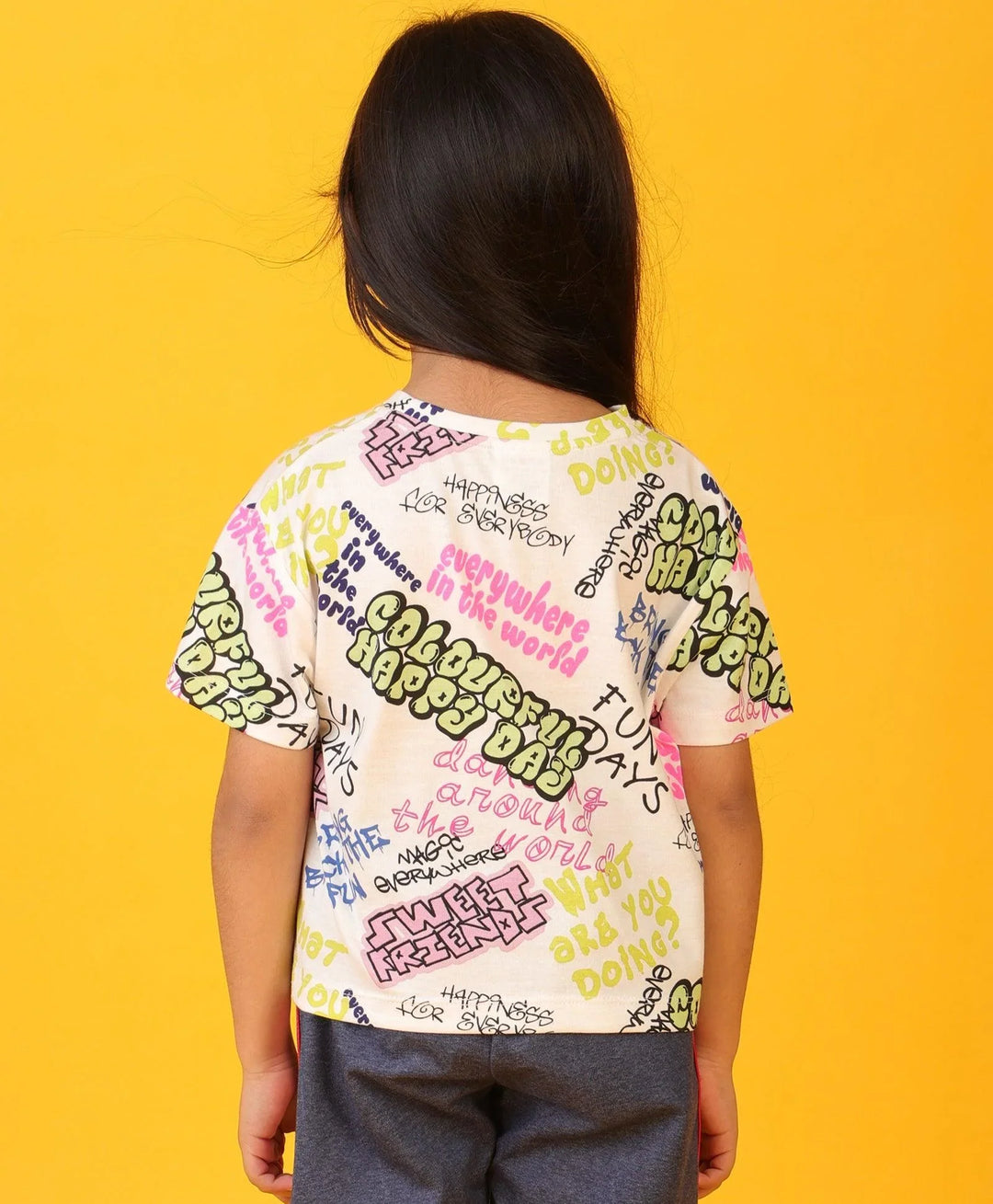 COLORFULL HAPPINESS SHORT SLEEVES T-SHIRT - WHITE - Anthrilo 