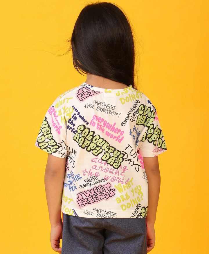 COLORFULL HAPPINESS SHORT SLEEVES T-SHIRT - WHITE - Anthrilo 