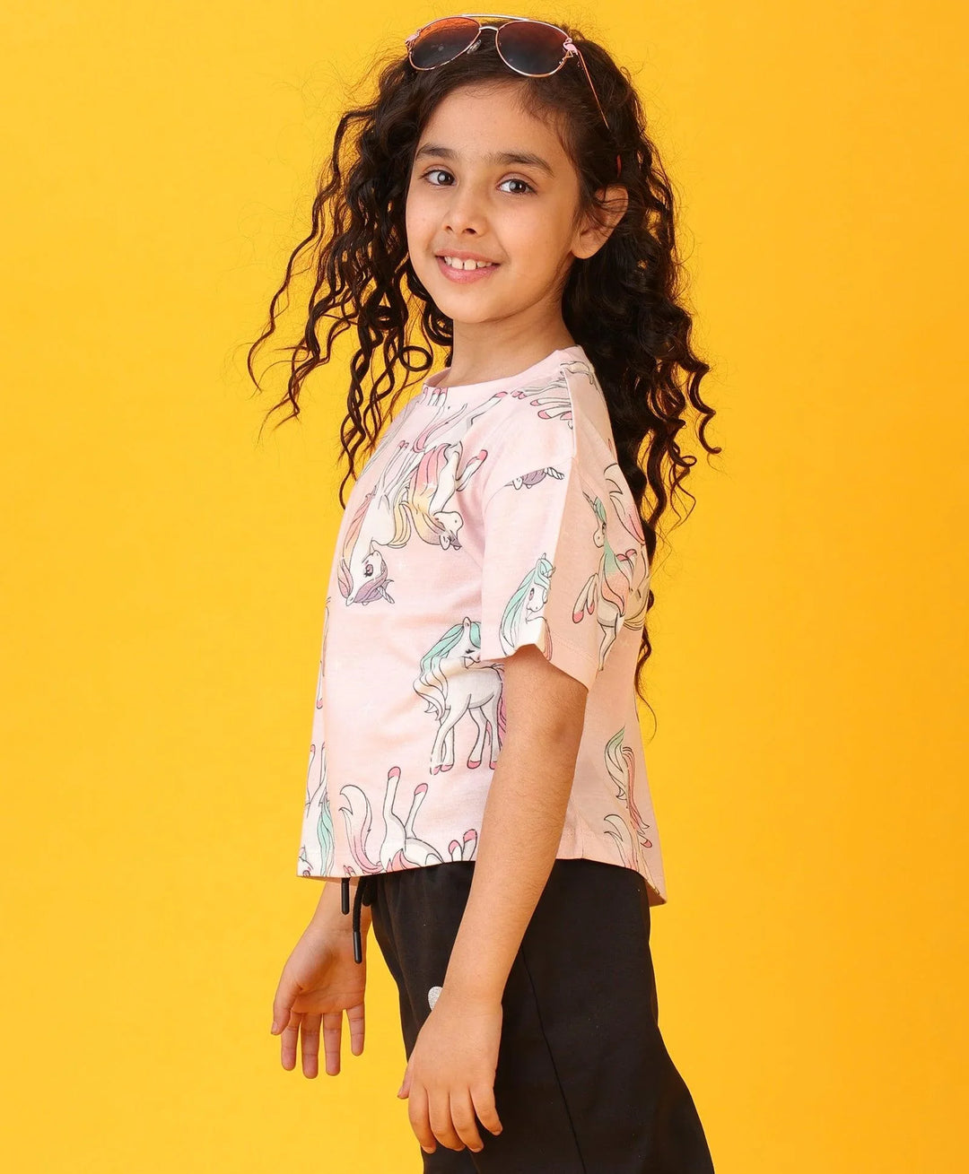 UNICORN STAR SHORT SLEEVES GIRLS T-SHIRT - PINK - Anthrilo 