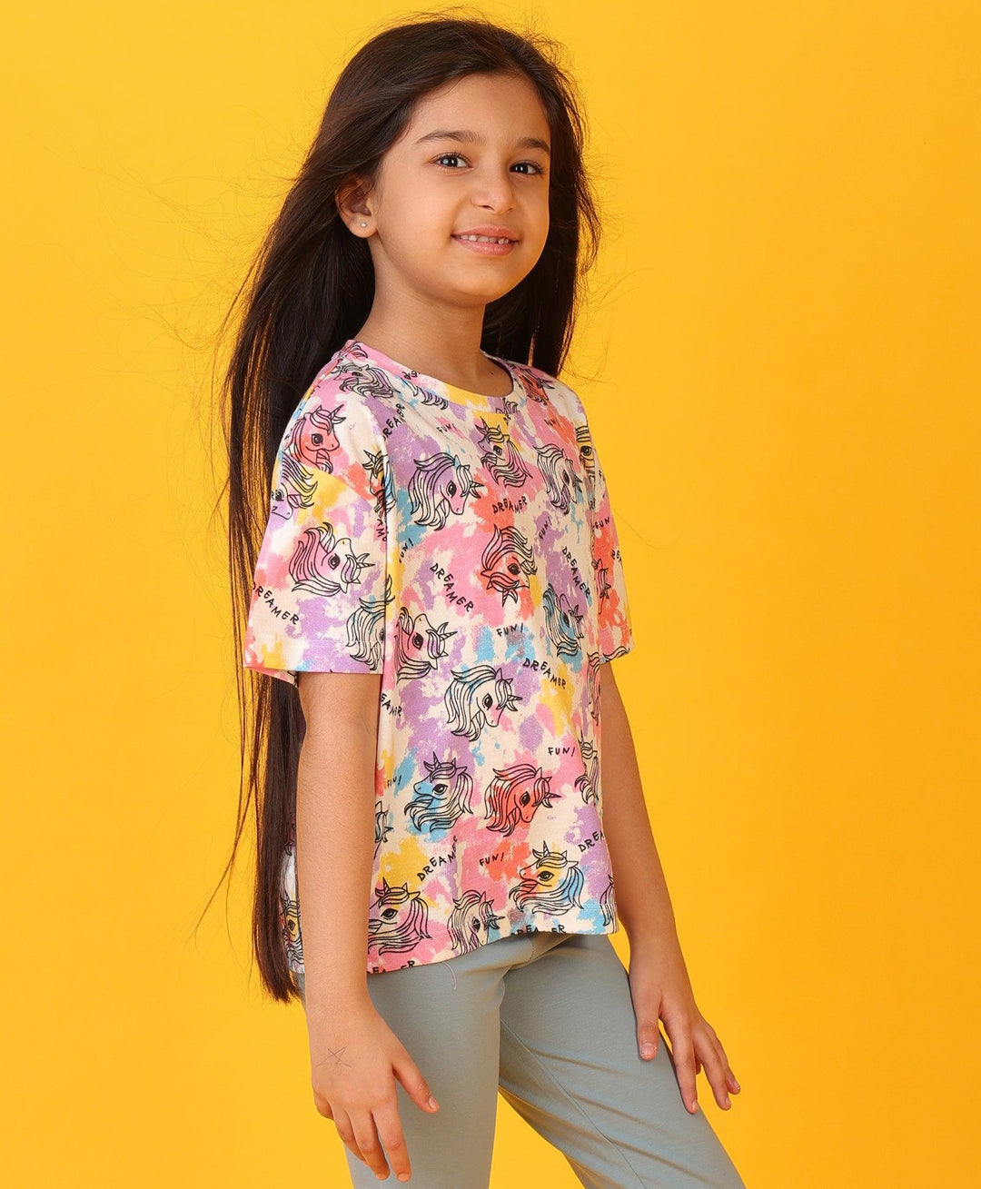 UNICORN TIE DYE SHORT SLEEVES T-SHIRT - WHITE - Anthrilo 