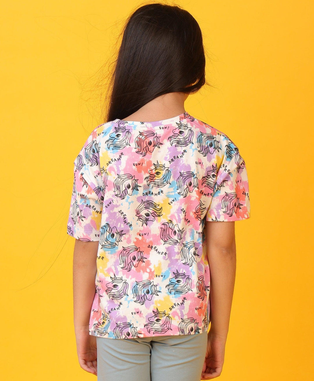 UNICORN TIE DYE SHORT SLEEVES T-SHIRT - WHITE - Anthrilo 