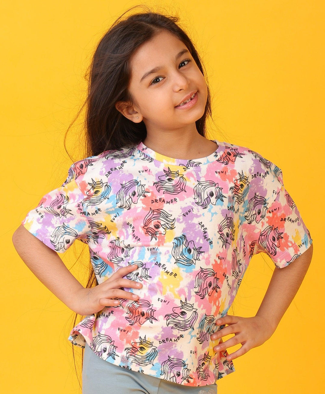 UNICORN TIE DYE SHORT SLEEVES T-SHIRT - WHITE - Anthrilo 