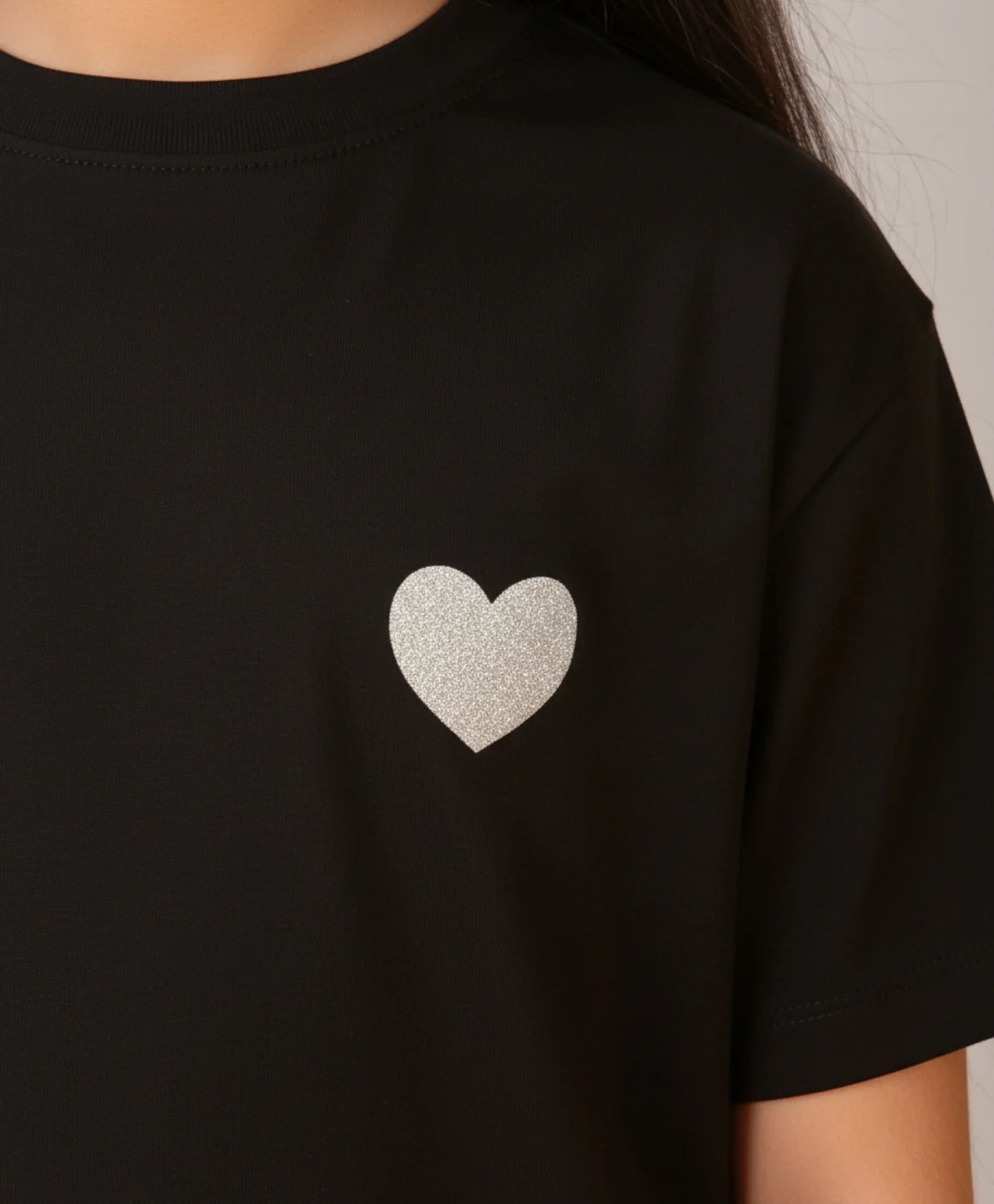 BLACK HEART SHORT SLEEVES SUMMER T-SHIRT - BLACK