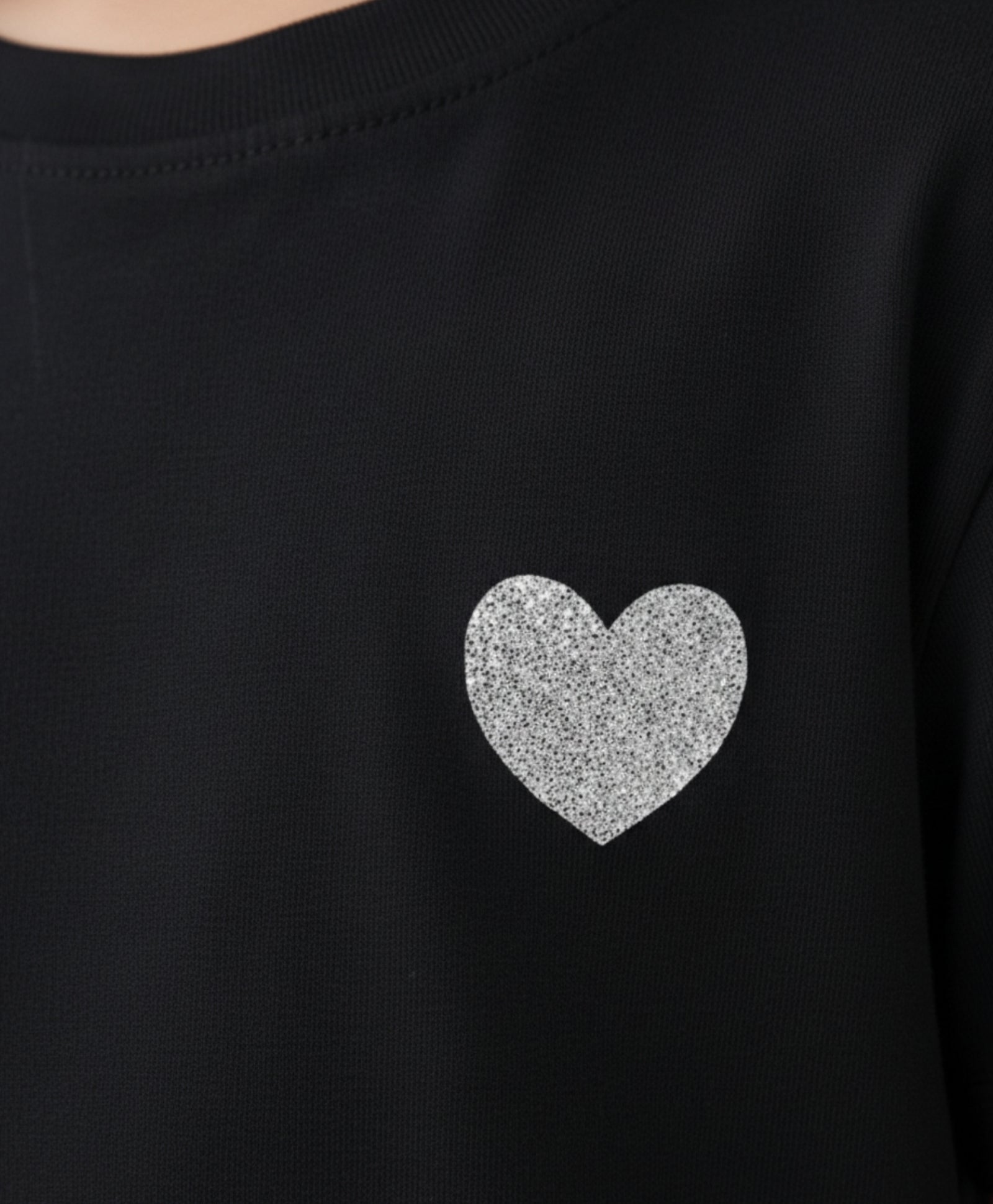 SILVER HEART BLACK SUMMER GIRLS T-SHIRT-BLACK - Anthrilo 