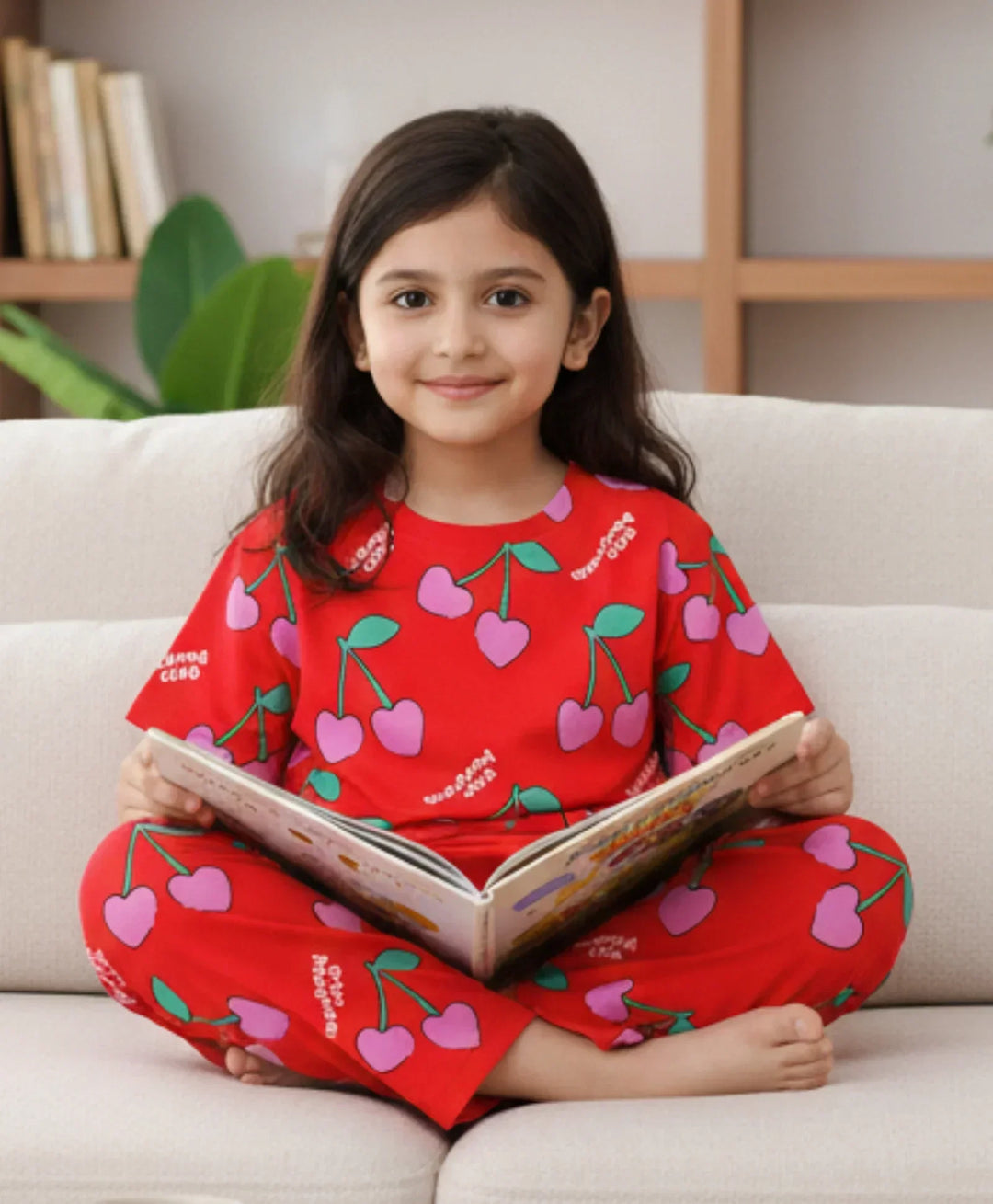 CHERRY RED SHORT SLEEVES PYJAMA SET - RED - Anthrilo 