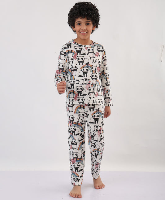SUMMER PANDA BOYS LONG SLEEVES PYJAMA SET - WHITE
