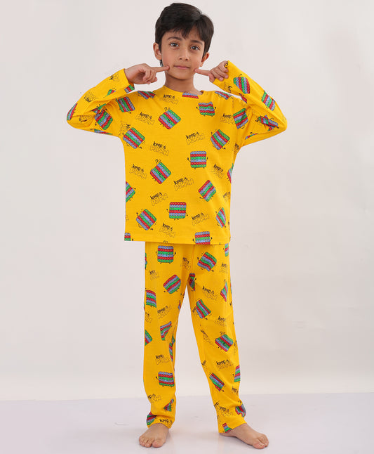SUMMER POP IT YELLOW BOYS LONG SLEEVES PYJAMA SET - YELLOW