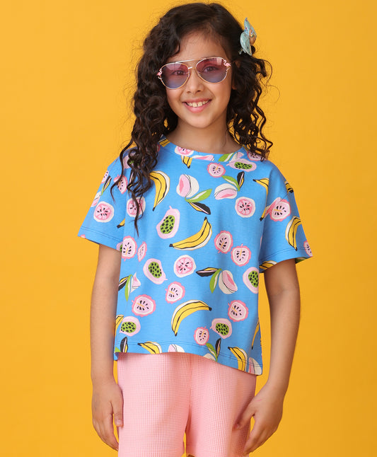 BANANA BERRY SUMMER GIRLS T-SHIRT - BLUE