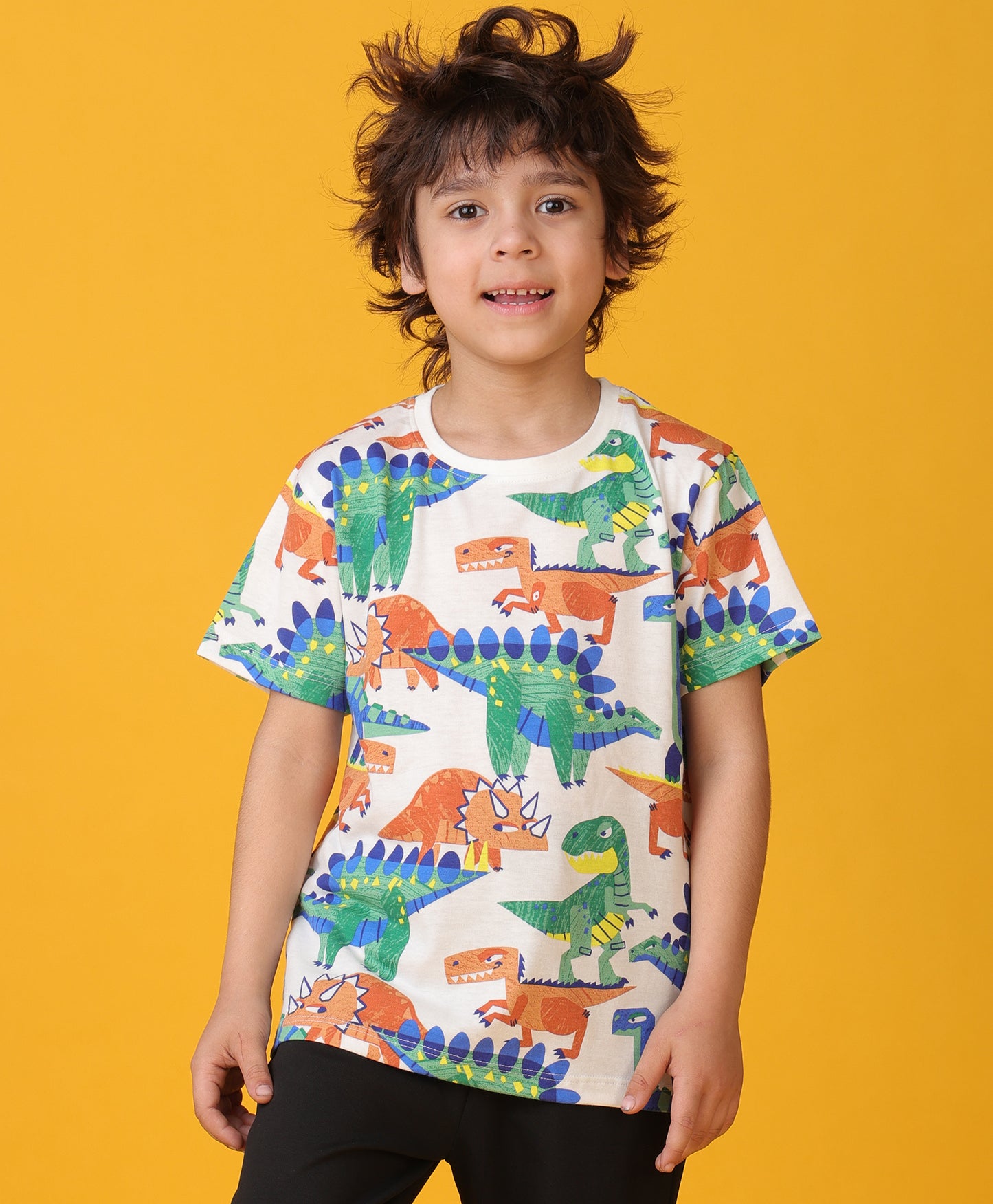 TRI DINOSAUR SHORT SLEEVES BOYS T-SHIRT - WHITE