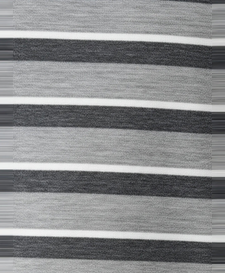 Grey Melange Striped Short Sleeves Boys T-Shirt - Grey