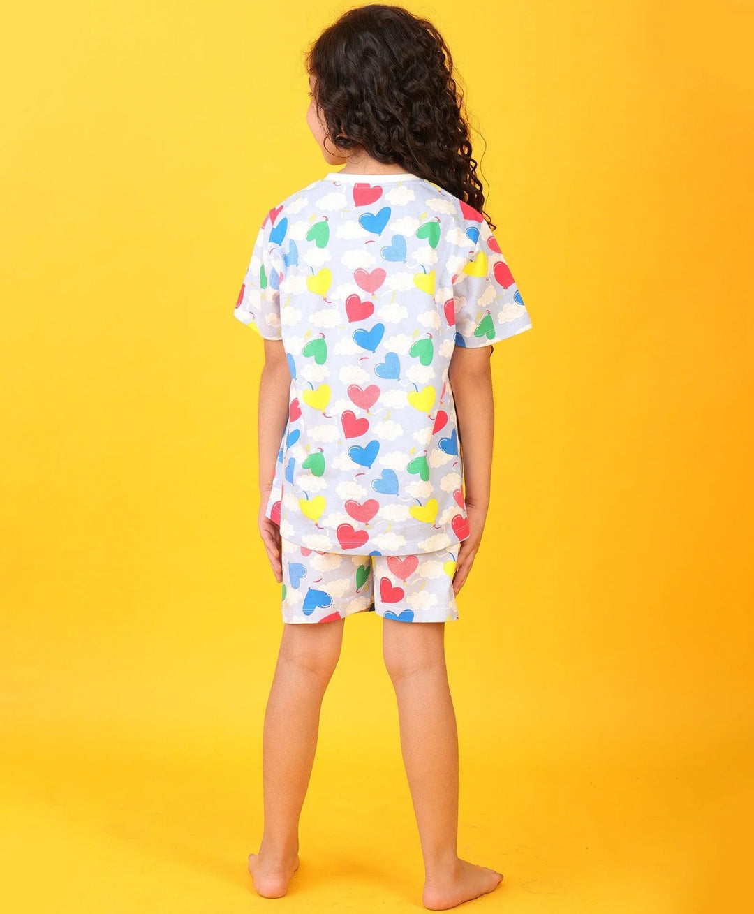 BALLOON HEART SKY SLEEPWEAR SHORTS SET - SKY - Anthrilo 