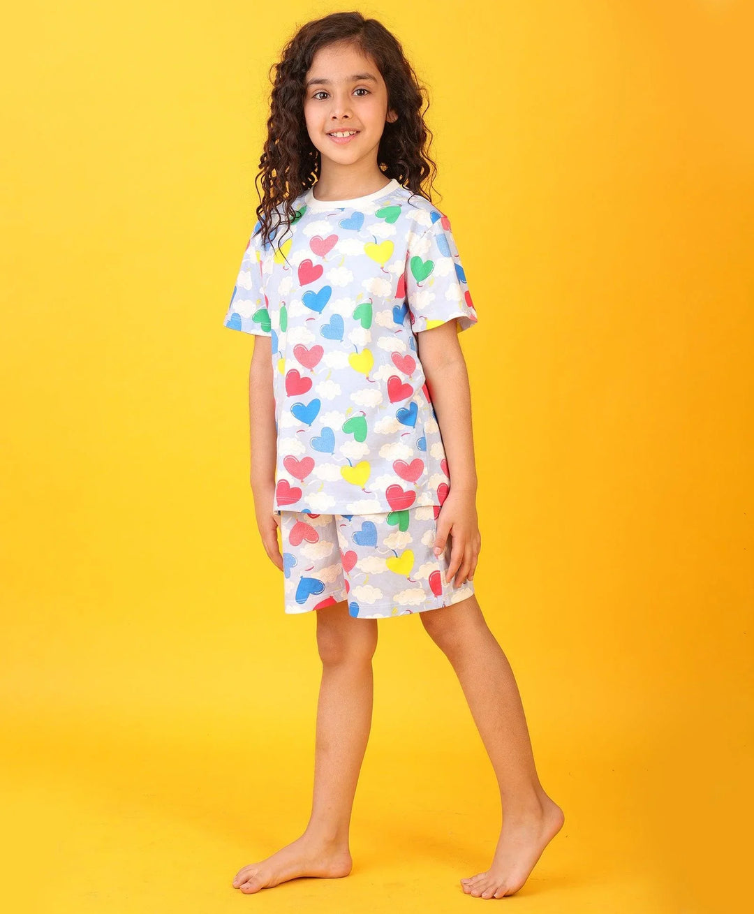 BALLOON HEART SKY SLEEPWEAR SHORTS SET - SKY - Anthrilo 