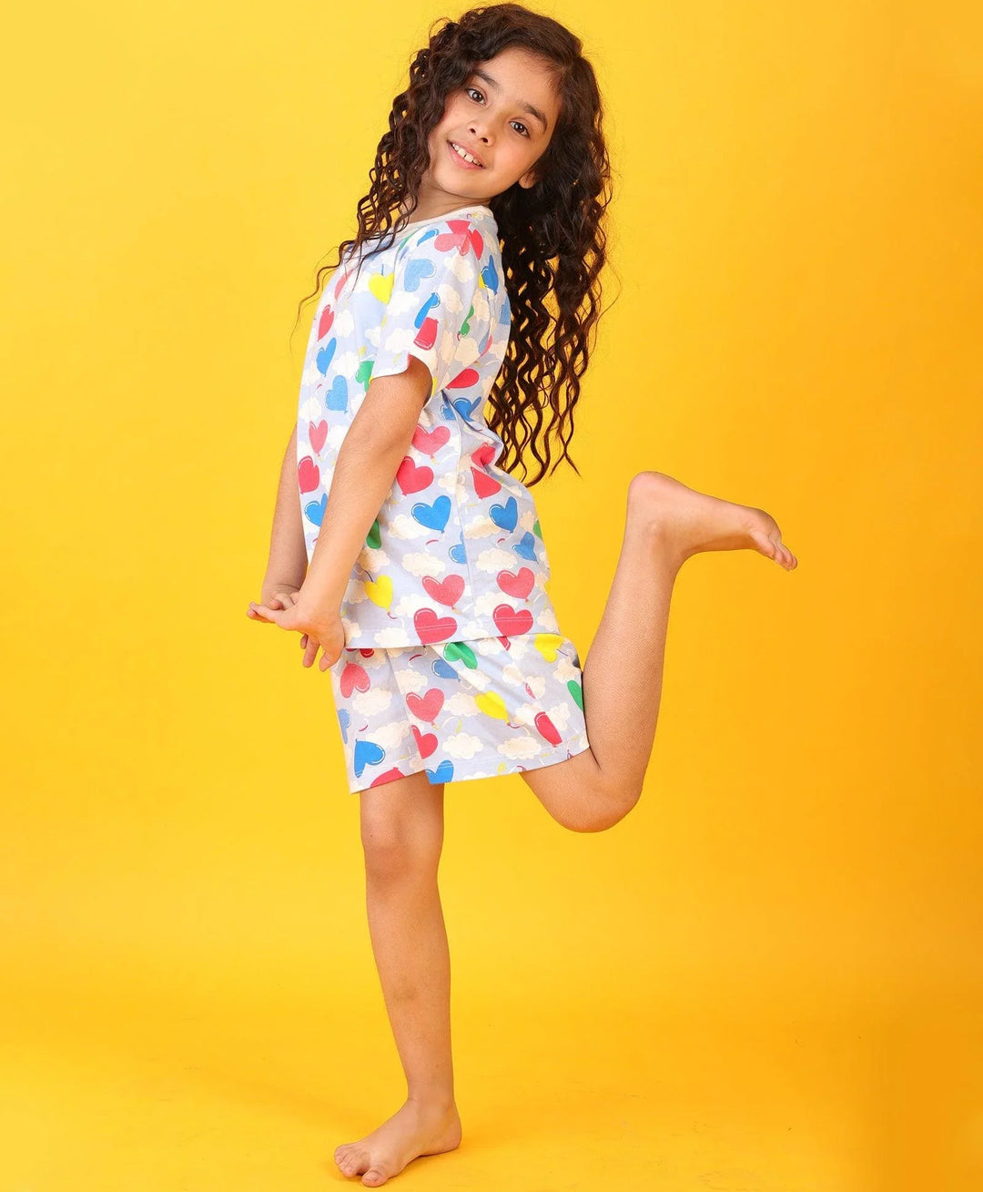 BALLOON HEART SKY SLEEPWEAR SHORTS SET - SKY - Anthrilo 