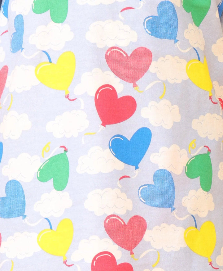 BALLOON HEART SKY SLEEPWEAR SHORTS SET - SKY - Anthrilo 
