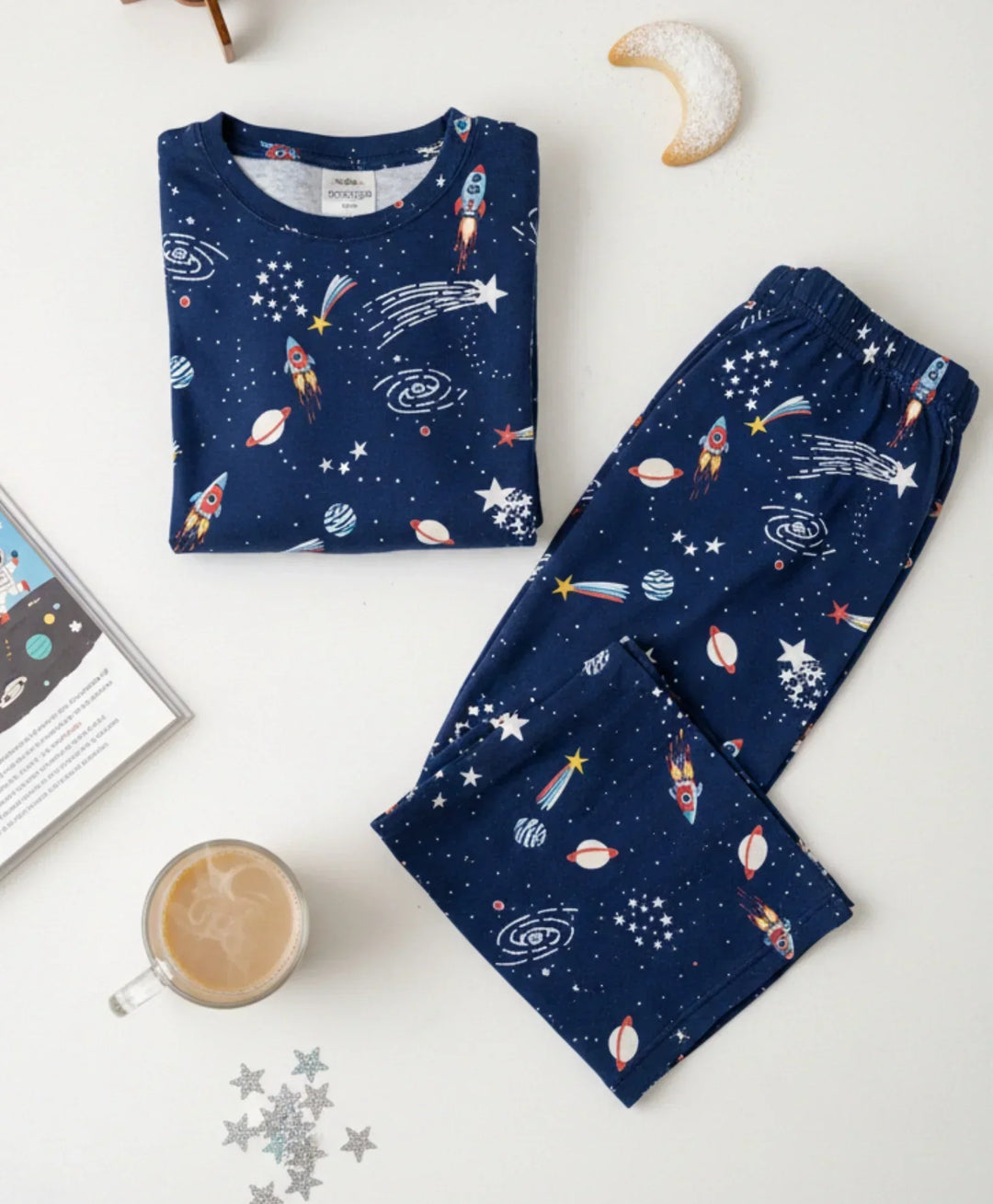 SOLAR SYSTEM FUN DREAMS GIRLS LONG SLEEVES PYJAMA SET - BLUE - Anthrilo 