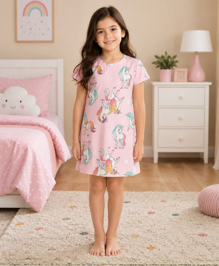 Unicorn Star Pretty Pink Night Dress - Pink