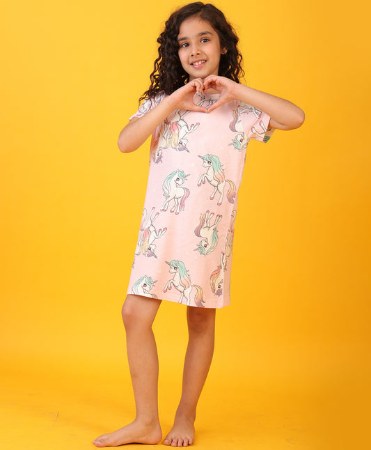 UNICORN STAR PRETTY PINK NIGHT DRESS - PINK
