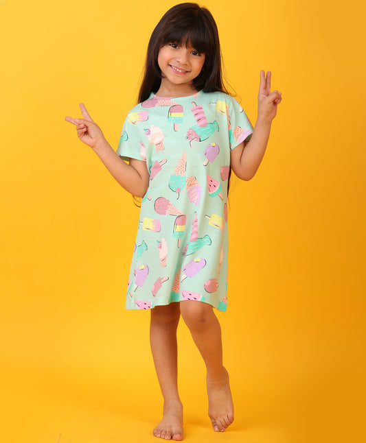 ICECREAM AQUA NIGHT DRESS - AQUA