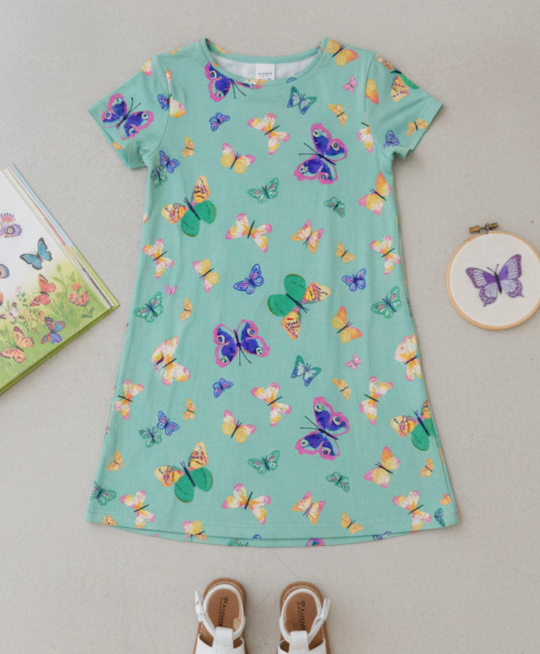 Butterfly Green Night Dress - Green - Anthrilo 