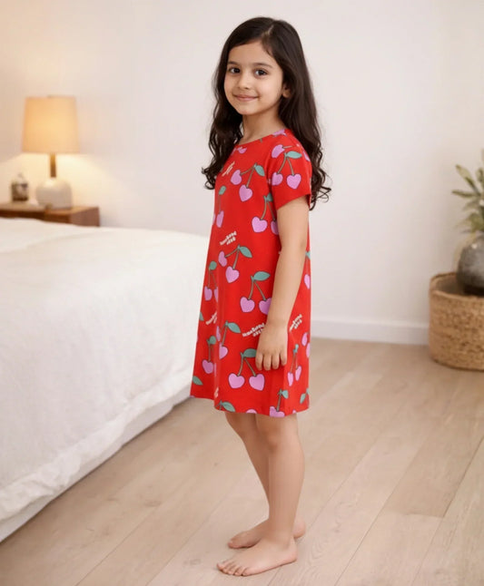 CHERRY RED NIGHT DRESS - RED