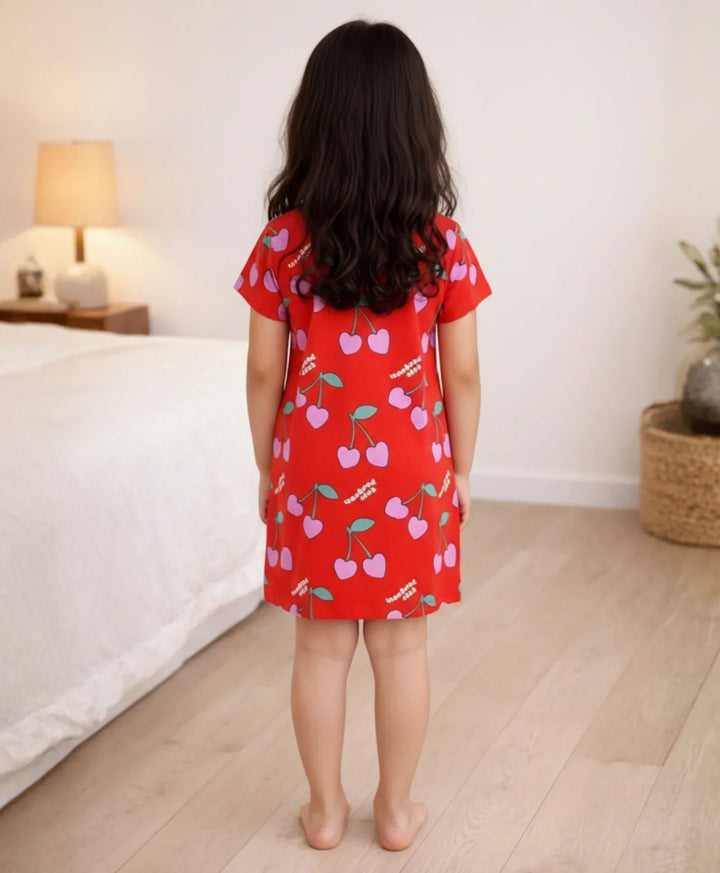 Cherry Red Night Dress - Red