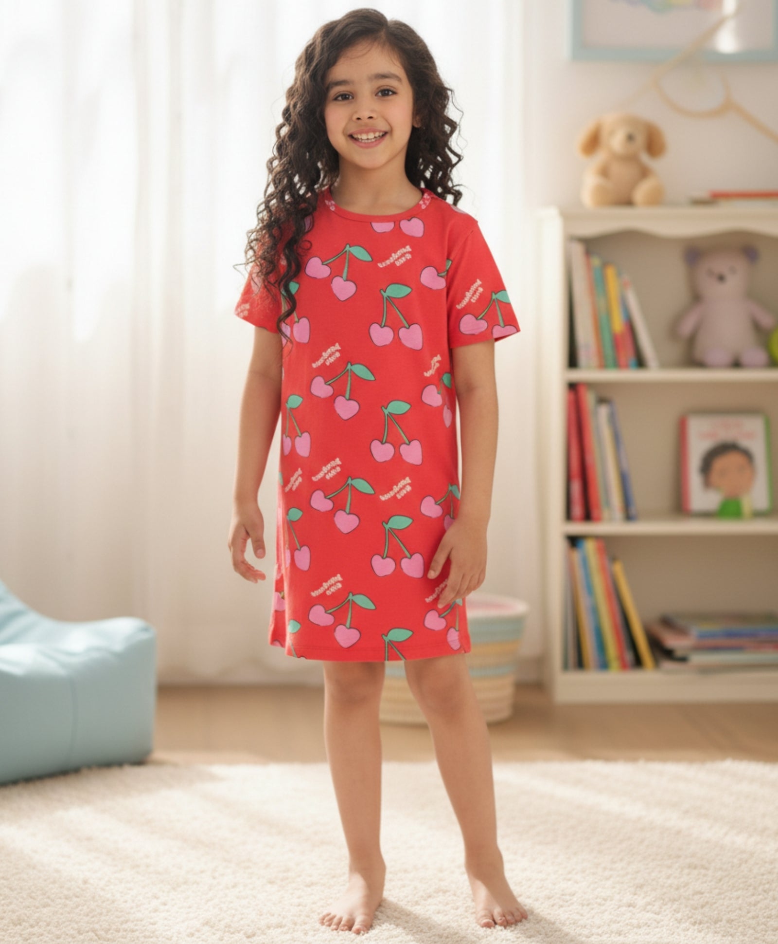 CHERRY RED NIGHT DRESS - RED - Anthrilo 