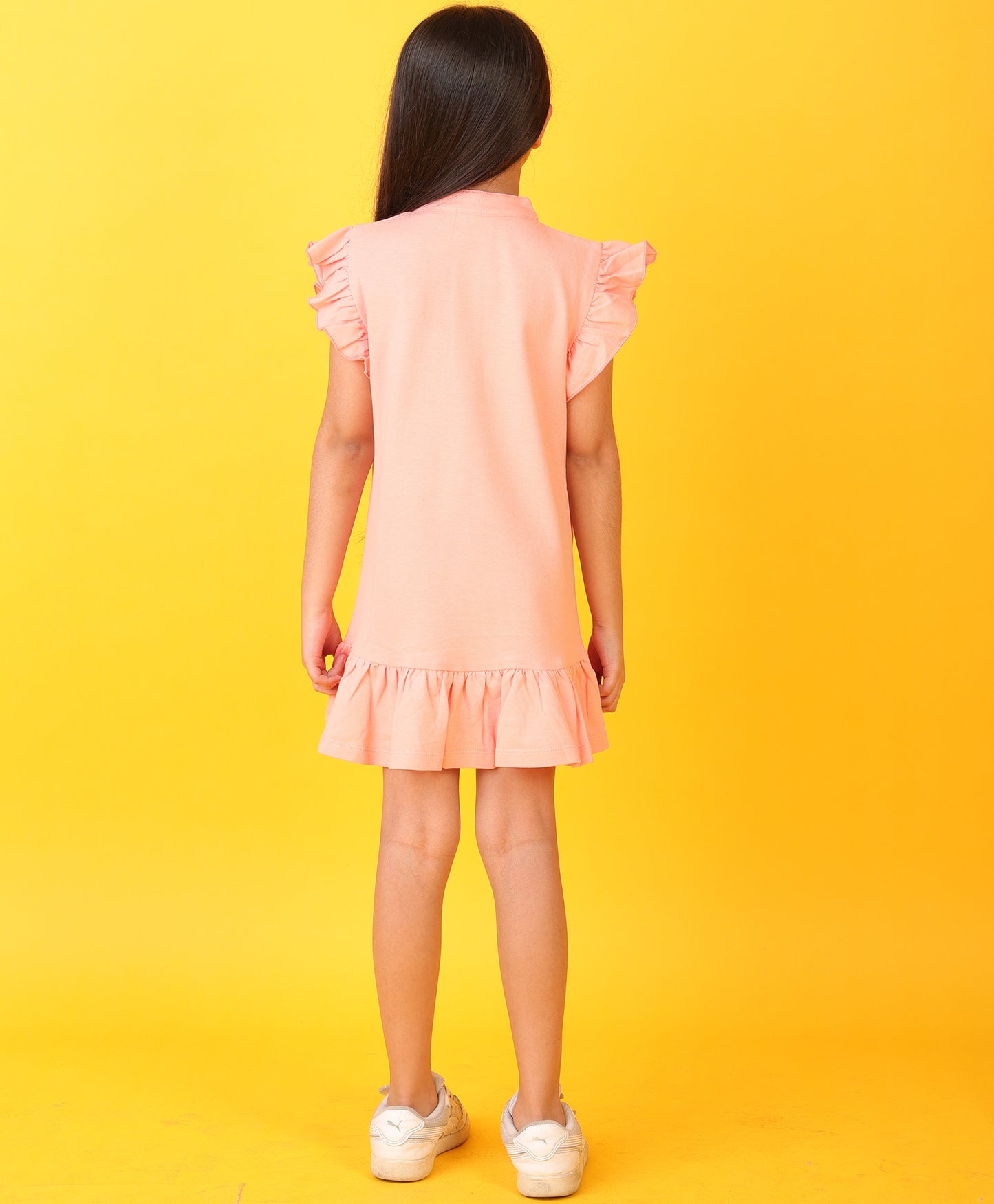 PEACH SILVER FUN HEART SUMMER DRESS - PEACH