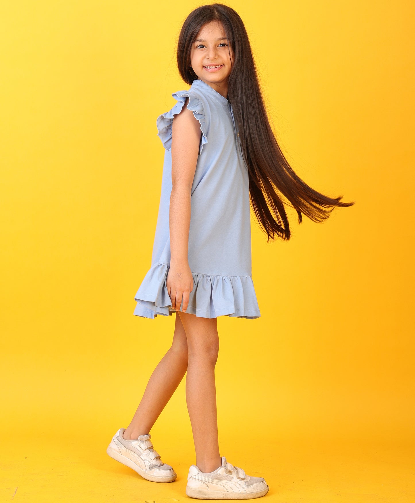BLUE FUN SILVER HEART SUMMER DRESS- BLUE