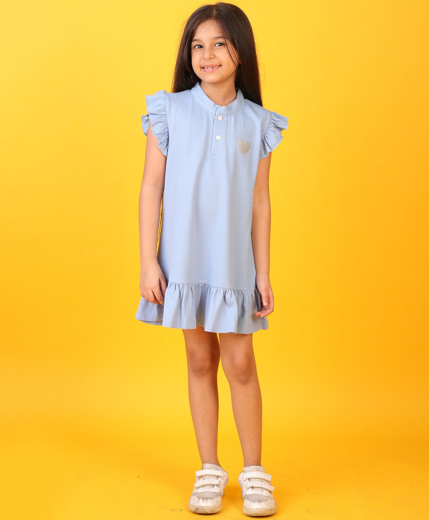 BLUE FUN SILVER HEART SUMMER DRESS- BLUE