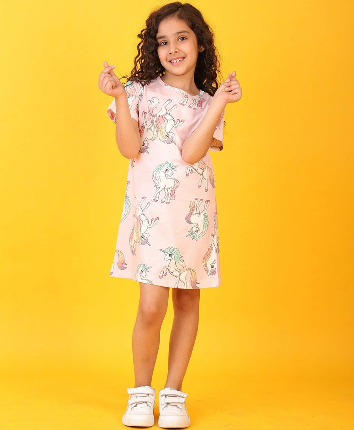 UNICORN STAR PRETTY PINK CASUAL DRESS - PINK - Anthrilo 