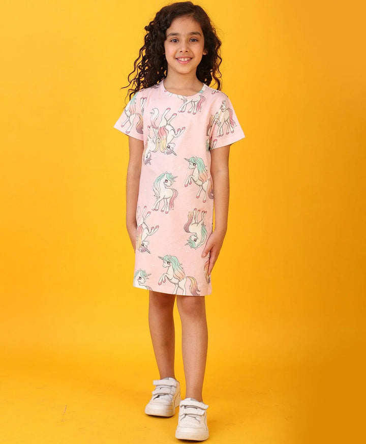 UNICORN STAR PRETTY PINK CASUAL DRESS - PINK - Anthrilo 
