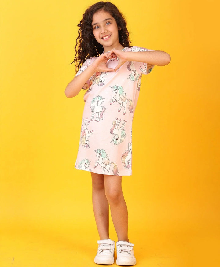 UNICORN STAR PRETTY PINK CASUAL DRESS - PINK - Anthrilo 