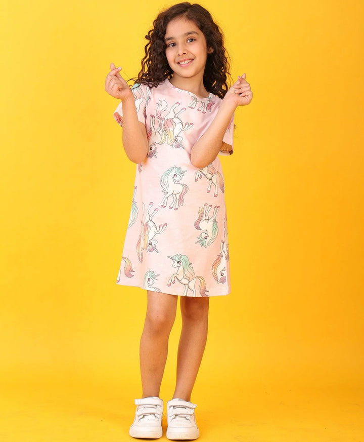 UNICORN STAR PRETTY PINK CASUAL DRESS - PINK - Anthrilo 