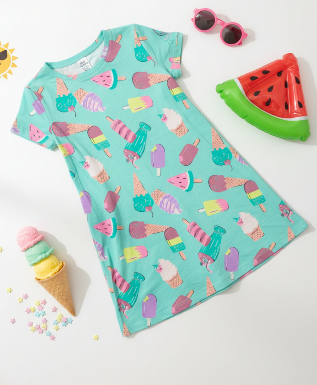 Icecream Aqua Casual Dress - Aqua