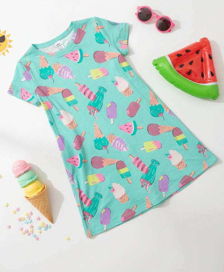Icecream Aqua Casual Dress - Aqua