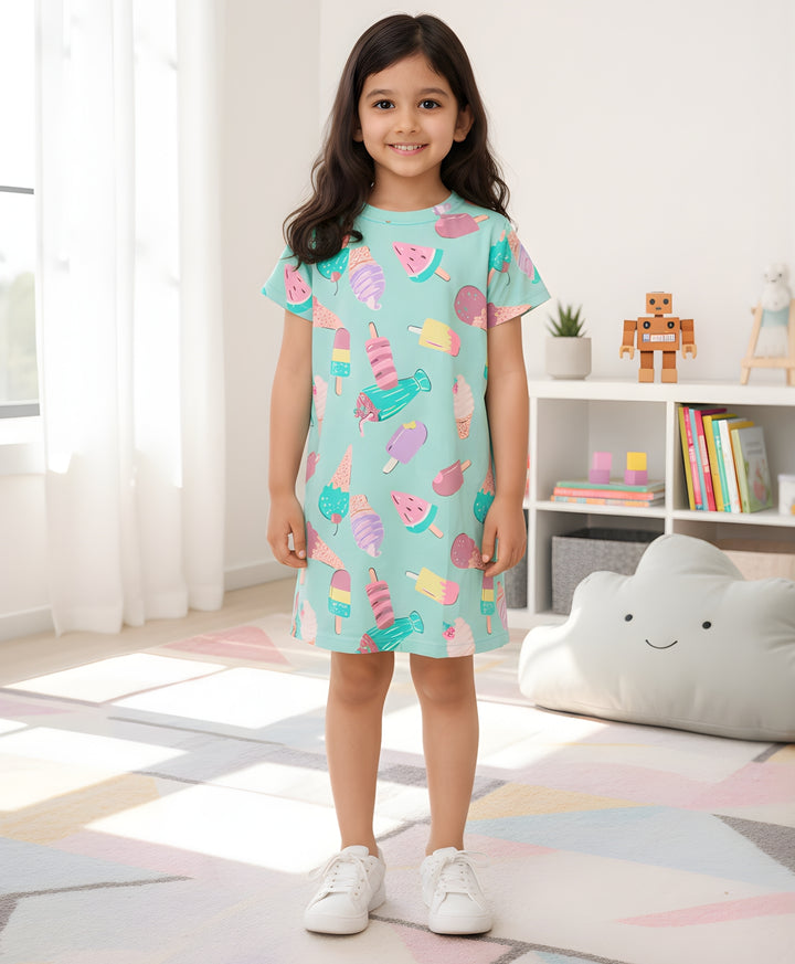 Icecream Aqua Casual Dress - Aqua