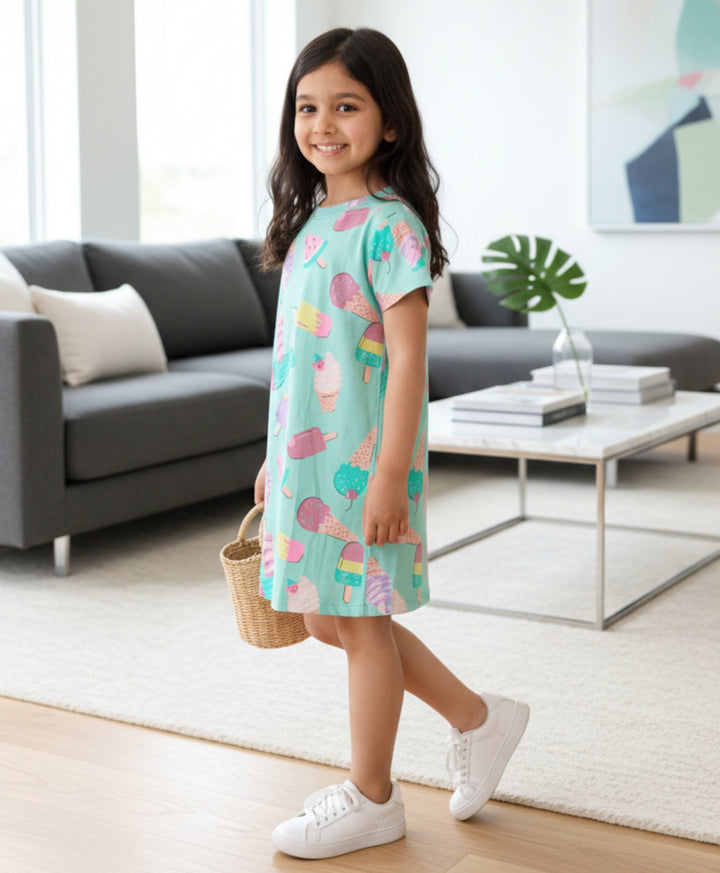 Icecream Aqua Casual Dress - Aqua