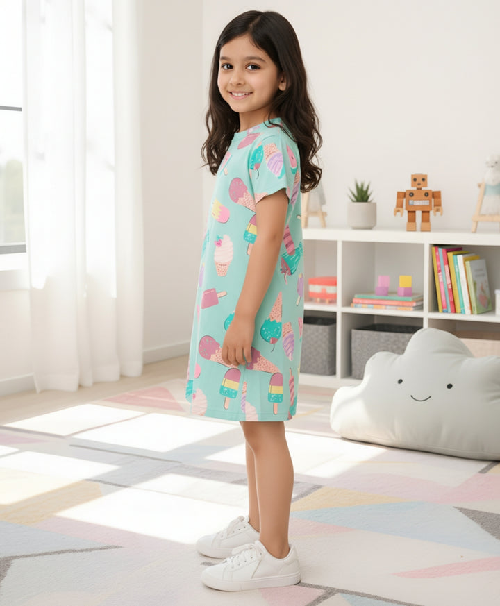 Icecream Aqua Casual Dress - Aqua